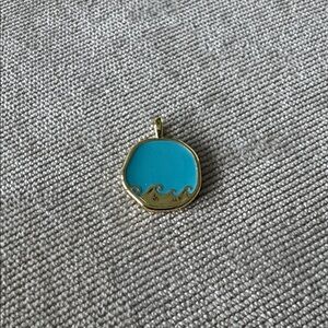 14k Gold Filled Turquoise Enamel Wave Coin Pendant